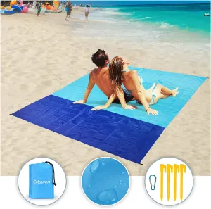 Eclawen Beach Blanket, Oversized 82" X79" Waterproof Beach Mat for 4-7 Persons, Lightweight Quick Drying Heat Resistant Outdoor Picnic Blanket for Camping, Travel, Hiking & Music Festivals