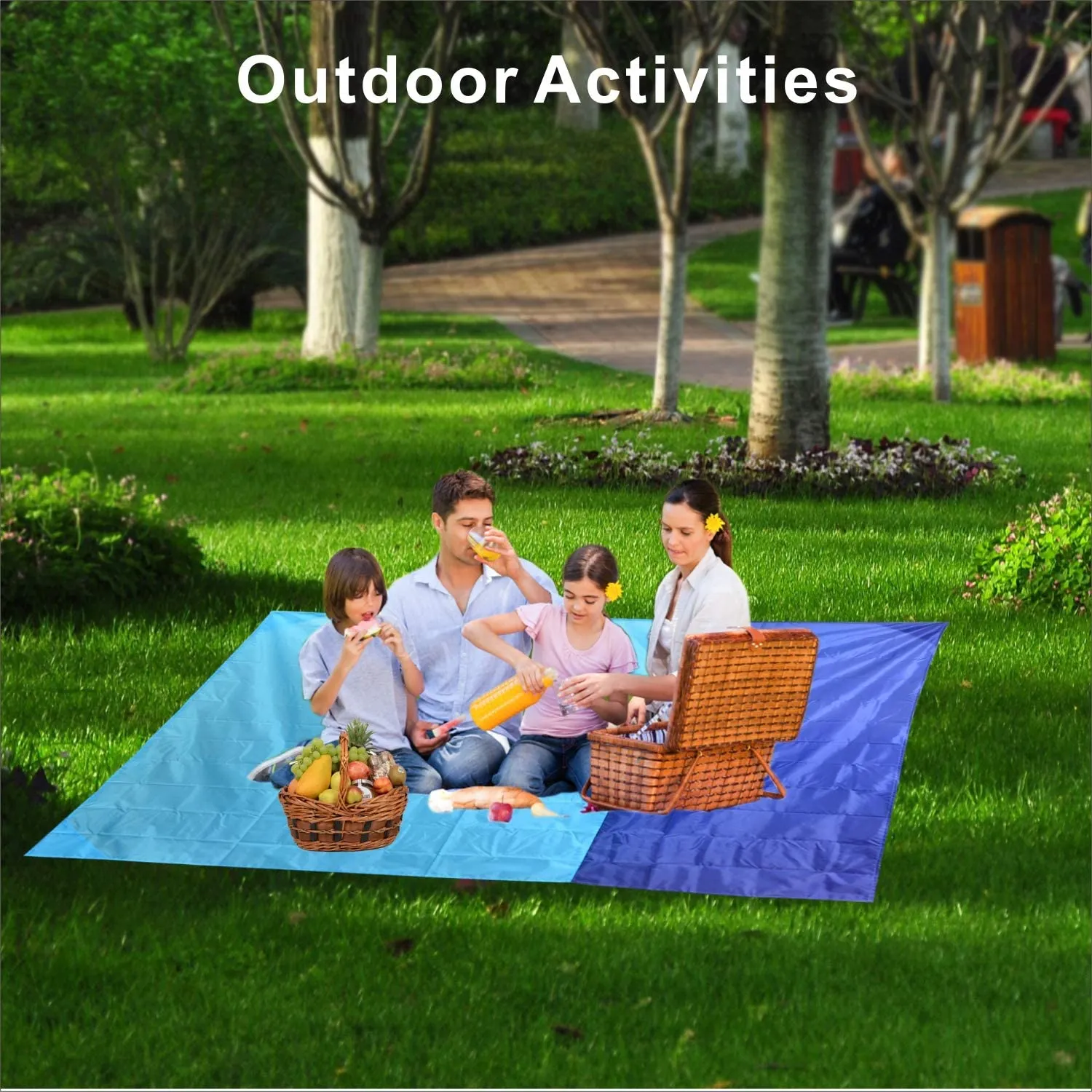 Eclawen Beach Blanket, Oversized 82" X79" Waterproof Beach Mat for 4-7 Persons, Lightweight Quick Drying Heat Resistant Outdoor Picnic Blanket for Camping, Travel, Hiking & Music Festivals