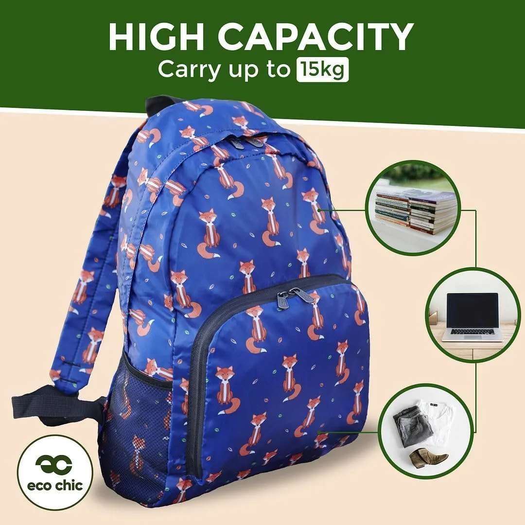 ECO CHIC Hiking Lightweight Packable Backpack - Foldable Daypack for Travel & Hiking & Outdoor Adventures - Waterproof Backpack from Recycled Materials (Glasses Cats Multiple)