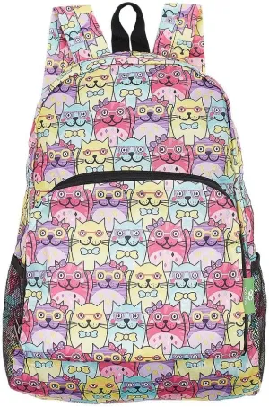 ECO CHIC Hiking Lightweight Packable Backpack - Foldable Daypack for Travel & Hiking & Outdoor Adventures - Waterproof Backpack from Recycled Materials (Glasses Cats Multiple)