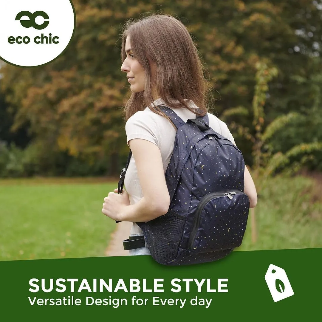 ECO CHIC Hiking Lightweight Packable Backpack - Foldable Daypack for Travel & Hiking & Outdoor Adventures - Waterproof Backpack from Recycled Materials (Glasses Cats Multiple)