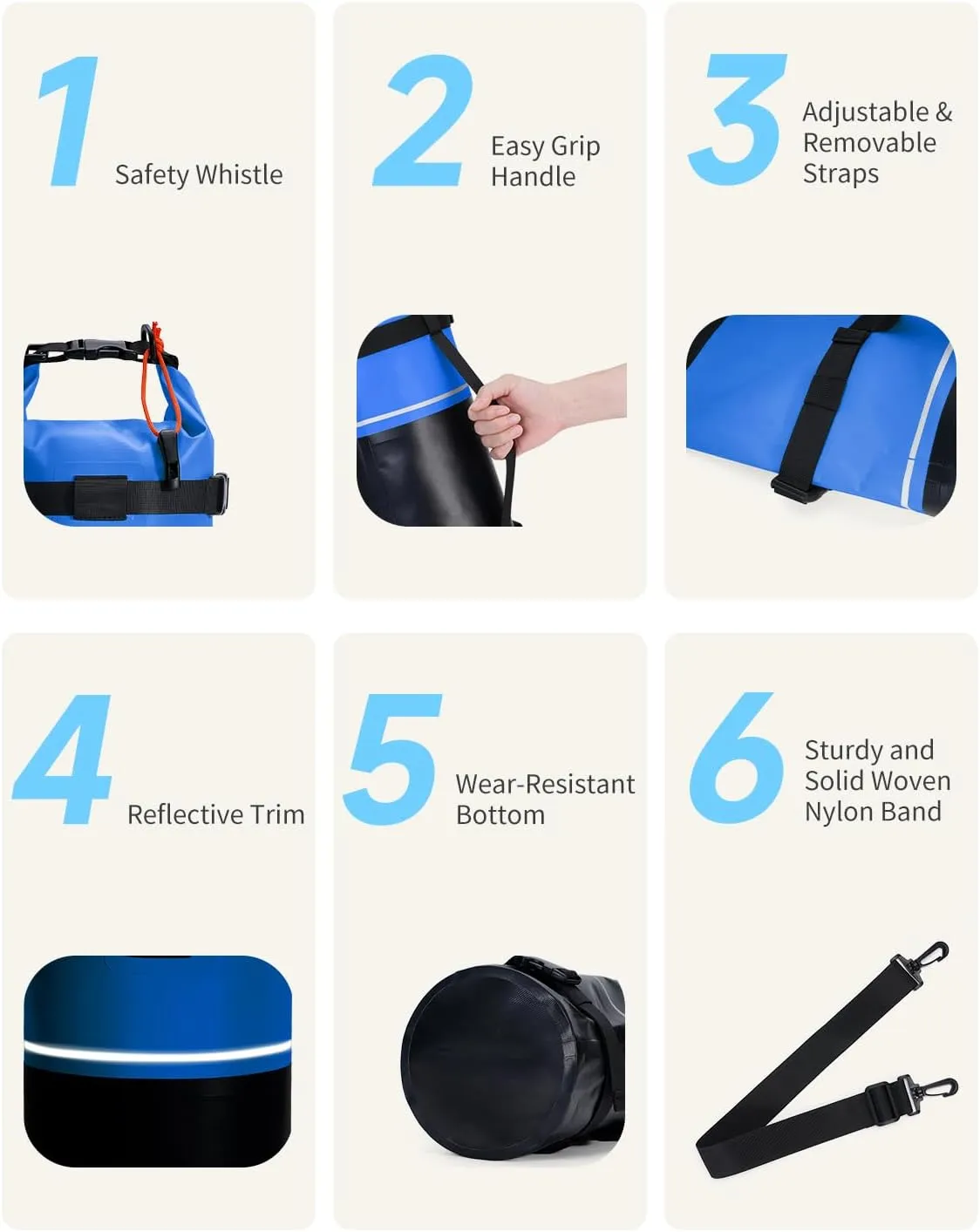 ECOHUB Waterproof Dry Bag for Women Men, 5L/10L/20L Roll Top Lightweight Dry Storage Bag Backpack for Travel Kayaking Hiking Floating with Waterproof Phone Case