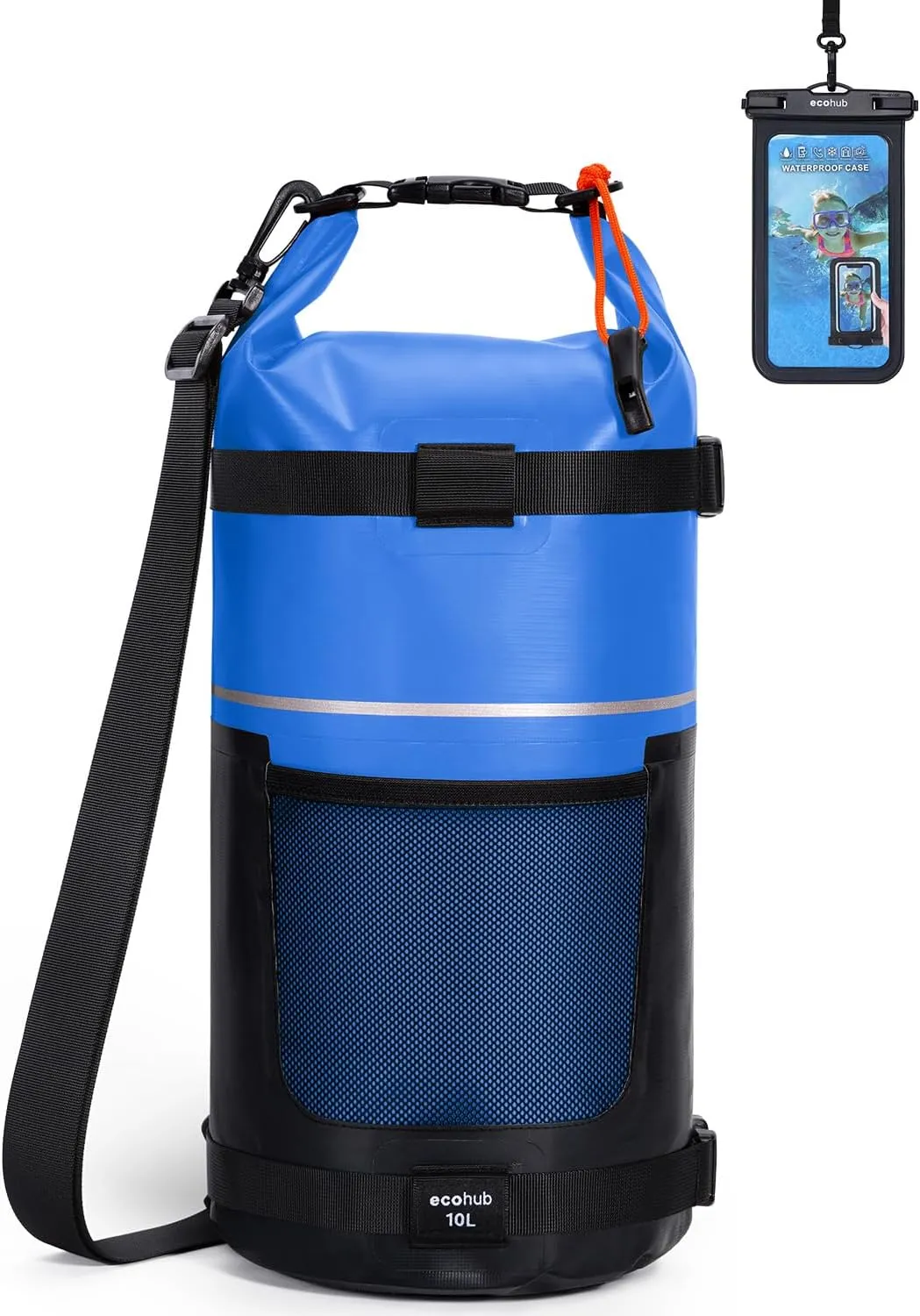 ECOHUB Waterproof Dry Bag for Women Men, 5L/10L/20L Roll Top Lightweight Dry Storage Bag Backpack for Travel Kayaking Hiking Floating with Waterproof Phone Case