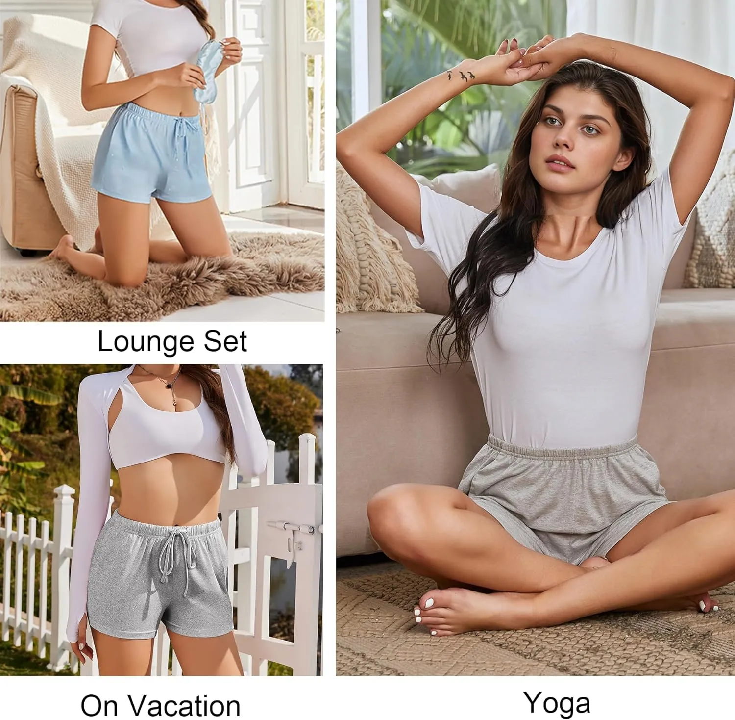 Ekouaer Womens 2 Pack Pajama Shorts Comfy Lounge Bottom Y2k Printed Sleep Short with Pockets Pj Bottoms S-XXL