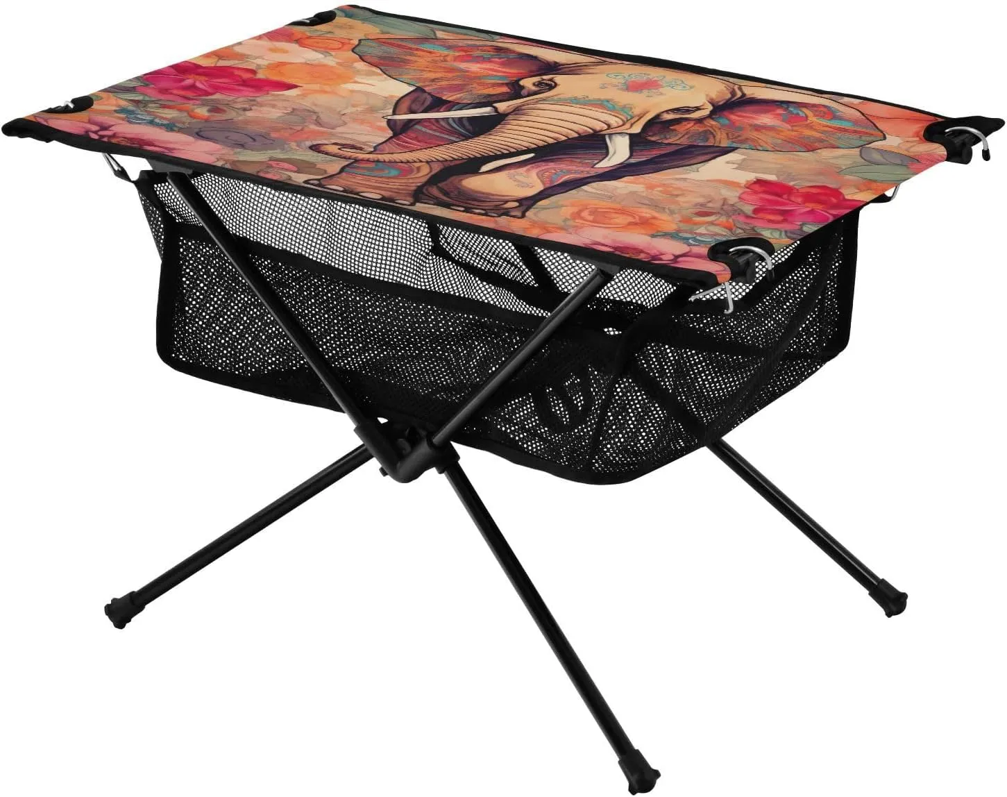 Elephant Totem Portable Folding Camping Table, Compact Lightweight Beach Table with Carrying Bag for Outdoor Picnics, BBQs, Camp