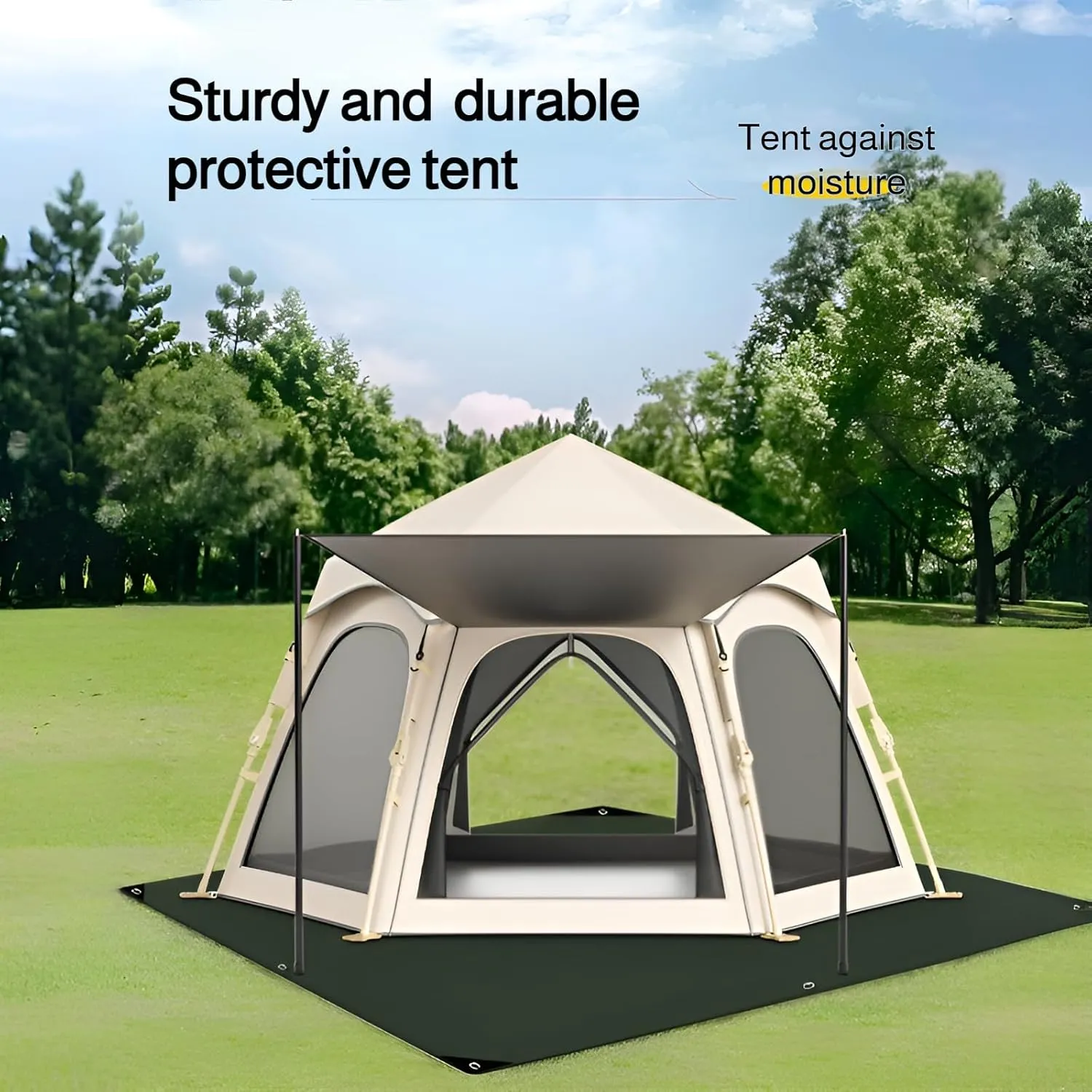 [Ellniges]【Waterproof Cam Mat】Thiened PE Ground Sheet with Dl-Layer Coating | Portable Foldable Ouoor Mat for Tent ion | Dustproof Picnic Blanket for Desert Cam & Family Adventure
