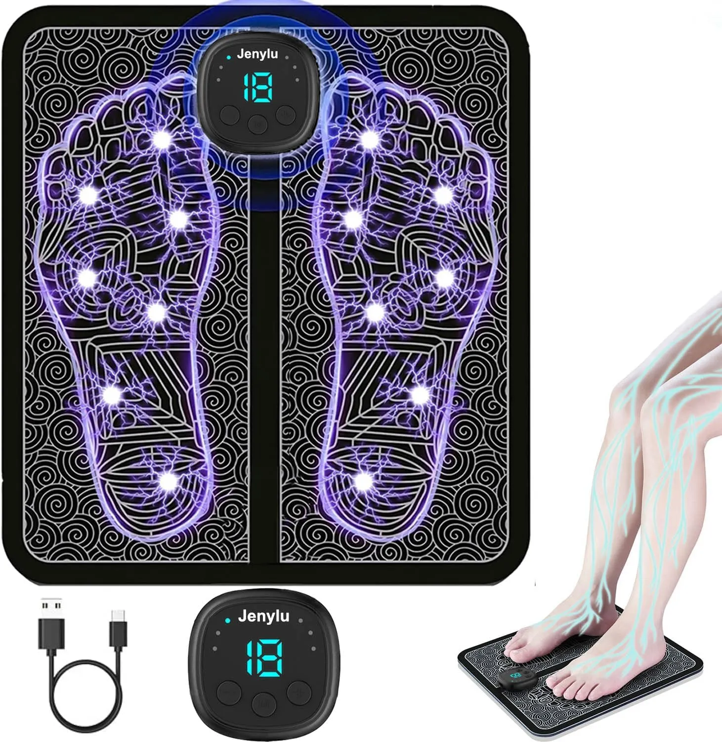 EMS Foot Massager Mat for Pain Foot Relief, EMS Foot Stimulator for Pain Relief Improve and Facilitate Muscle Performance in The Shoulder, Massager & Legs