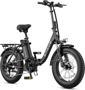 ENGWE 1125W/750W Electric Bike for Adults, L20 2.0 20''×3.0" Fat Tire Electric Bicycle 52V/36V 13Ah Removable Battery Max Range 68/62Miles & 28/20MPH for Urban Commuters, Dual Suspension