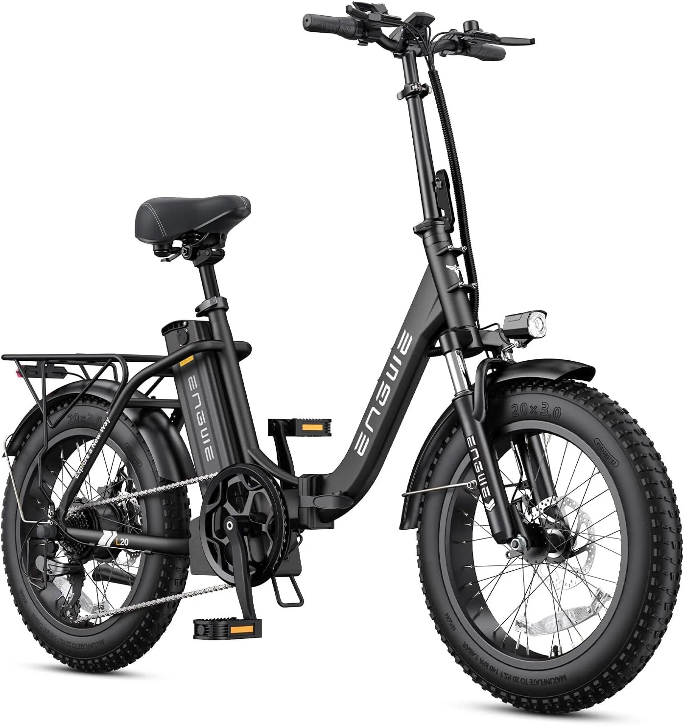 ENGWE 1125W/750W Electric Bike for Adults, L20 2.0 20''×3.0" Fat Tire Electric Bicycle 52V/36V 13Ah Removable Battery Max Range 68/62Miles & 28/20MPH for Urban Commuters, Dual Suspension