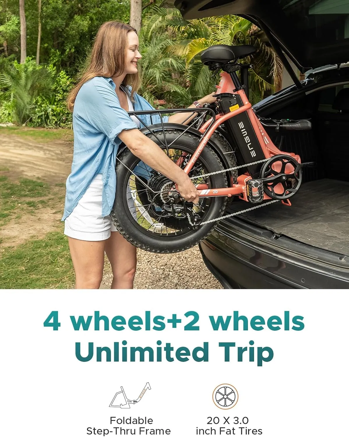 ENGWE 1125W/750W Electric Bike for Adults, L20 2.0 20''×3.0" Fat Tire Electric Bicycle 52V/36V 13Ah Removable Battery Max Range 68/62Miles & 28/20MPH for Urban Commuters, Dual Suspension
