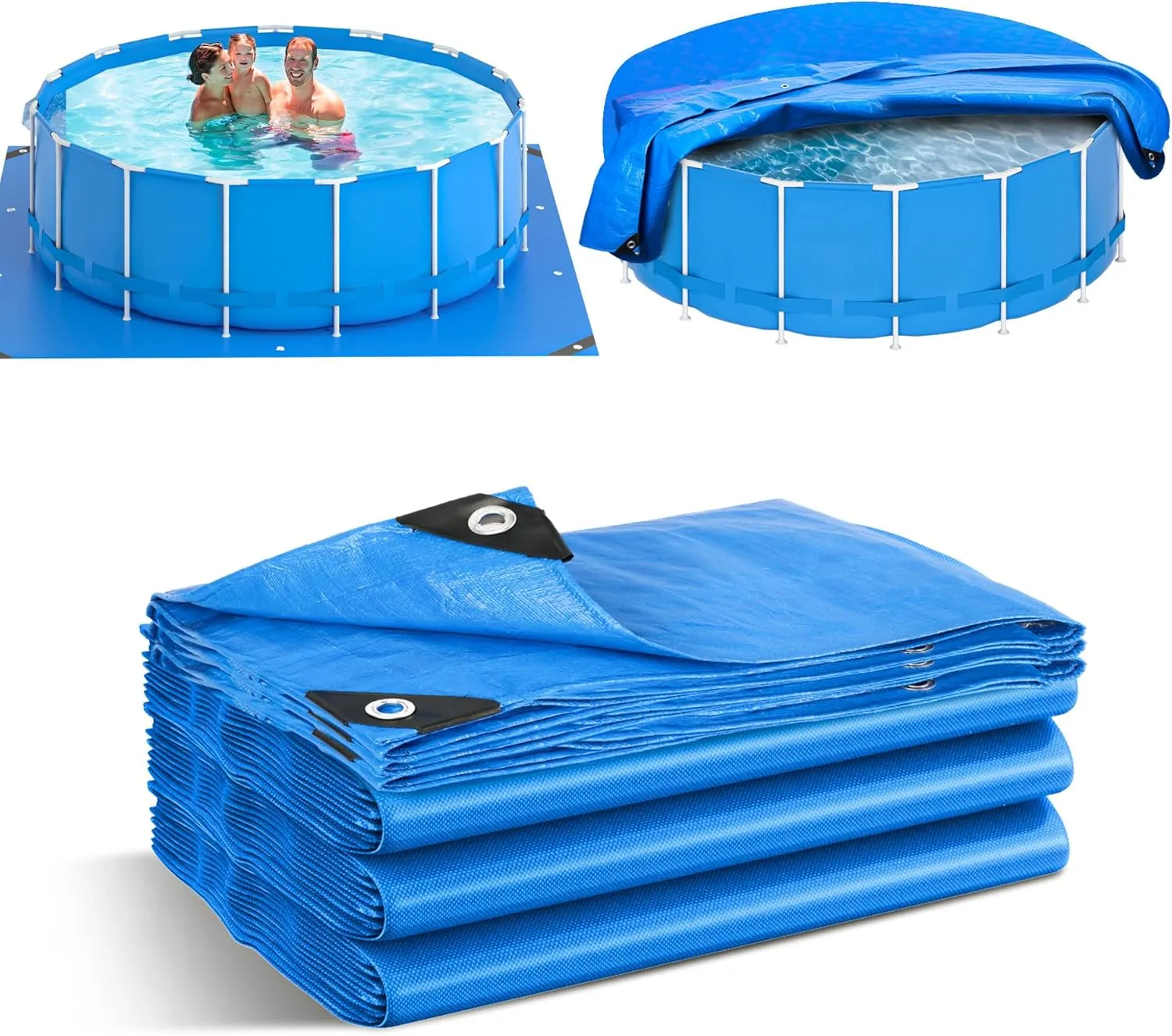 EPN Pool Liner Pad for Above Ground Pools - Extra Large Swimming Pool Ground Mat for Puncture Protection, Heavy Duty Ground Cloth, Extend Liner Life, Durable Pool Tarp Mat (15FT*15FT)