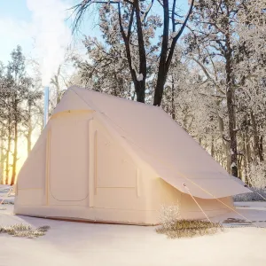 EROMMY Blow Up Camping Tent with Stove Jack, Waterproof Inflatable Tent with Hand Pump, Easy Setup 4-6 Person Air Tent for 4 Seasons