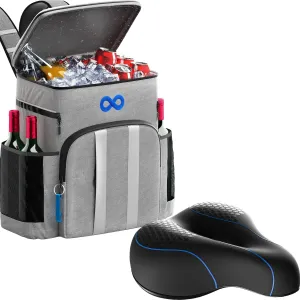 Everlasting Comfort Bike Seat Cushion & Insulated Backpack Cooler - Ride in Comfort, Keep Your Drinks Cool
