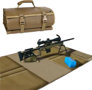 Extra Large Shooting Mat, Thickened Cotton Roll Up Padding with 2 Zipper Pockets & Molle Webbings & Bipod Holder, Non-Slip Waterproof Foldable Pad Blanket for Long Range Shooting Hunting