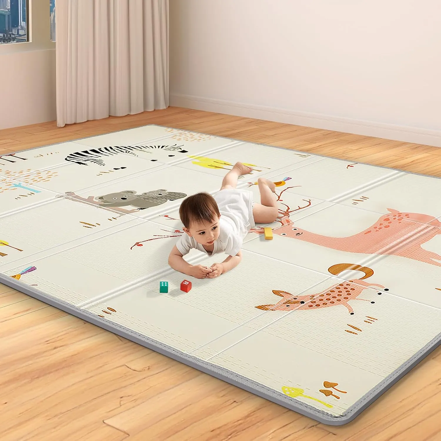 Extra Large Waterproof Activity Play Mat for Babies, Toddlers, Infants - Foldable Play Mat for Floor with Travel Bag - Indoor Outdoor Use (51X71 in)