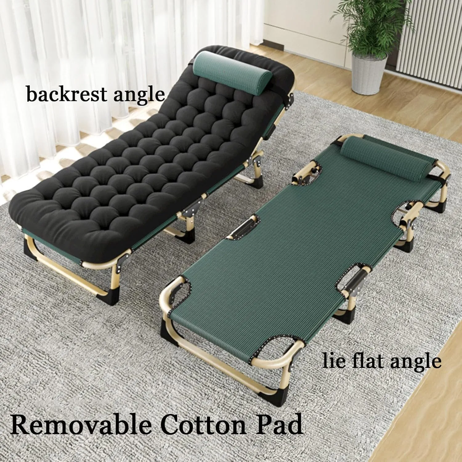 EYPKPL cots for Sleeping Folding Camping Cot 5-Position Adjustable Camping Cots with Mattress Camping Cots for Adults with Pillow Cots for Camping Stretching Freely