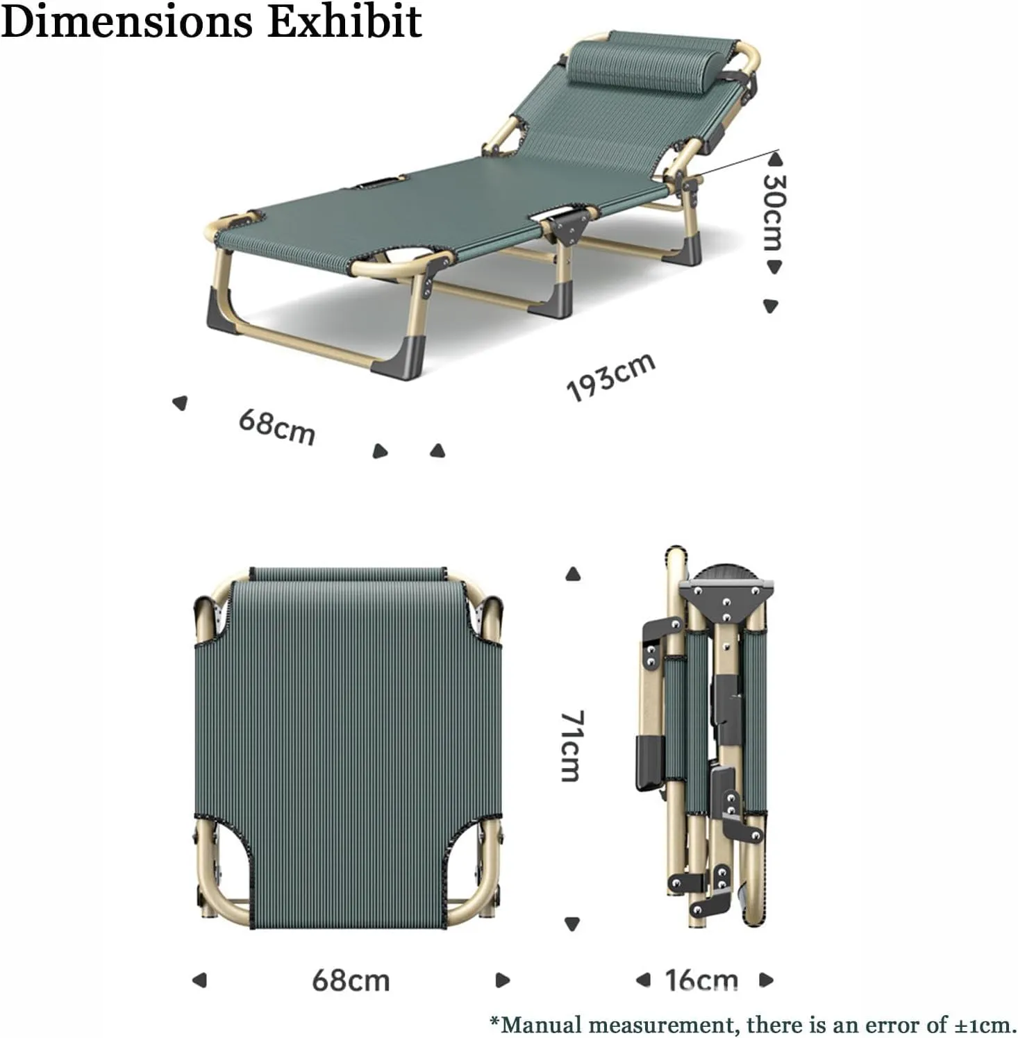 EYPKPL cots for Sleeping Folding Camping Cot 5-Position Adjustable Camping Cots with Mattress Camping Cots for Adults with Pillow Cots for Camping Stretching Freely