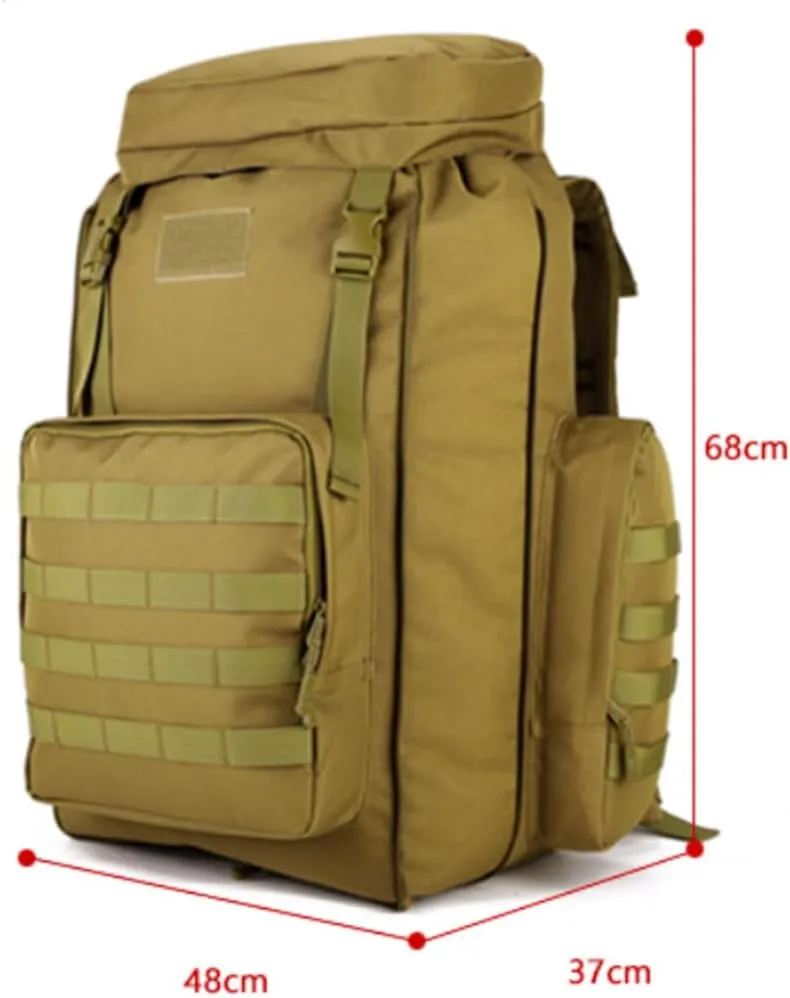 Eysee 80L Nylon fabric Backpack, Camping Hiking Backpack,Trekking Daypack,Outdoor Backpack, Brown, 大号