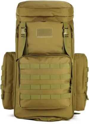 Eysee 80L Nylon fabric Backpack, Camping Hiking Backpack,Trekking Daypack,Outdoor Backpack, Brown, 大号