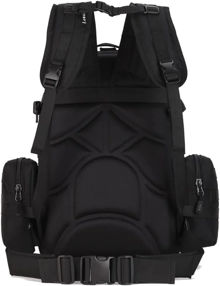 Eysee Nylon Backpack, Water Resistant Hiking Backpack,Trekking Daypack,Outdoor Backpack,Camping Rucksack, Black, 中号