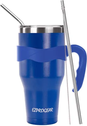 Ezprogear 40 oz Stainless Steel Tumbler Double Wall Insulated Coffee Mug with Tumbler Handle, Lid (Blue)