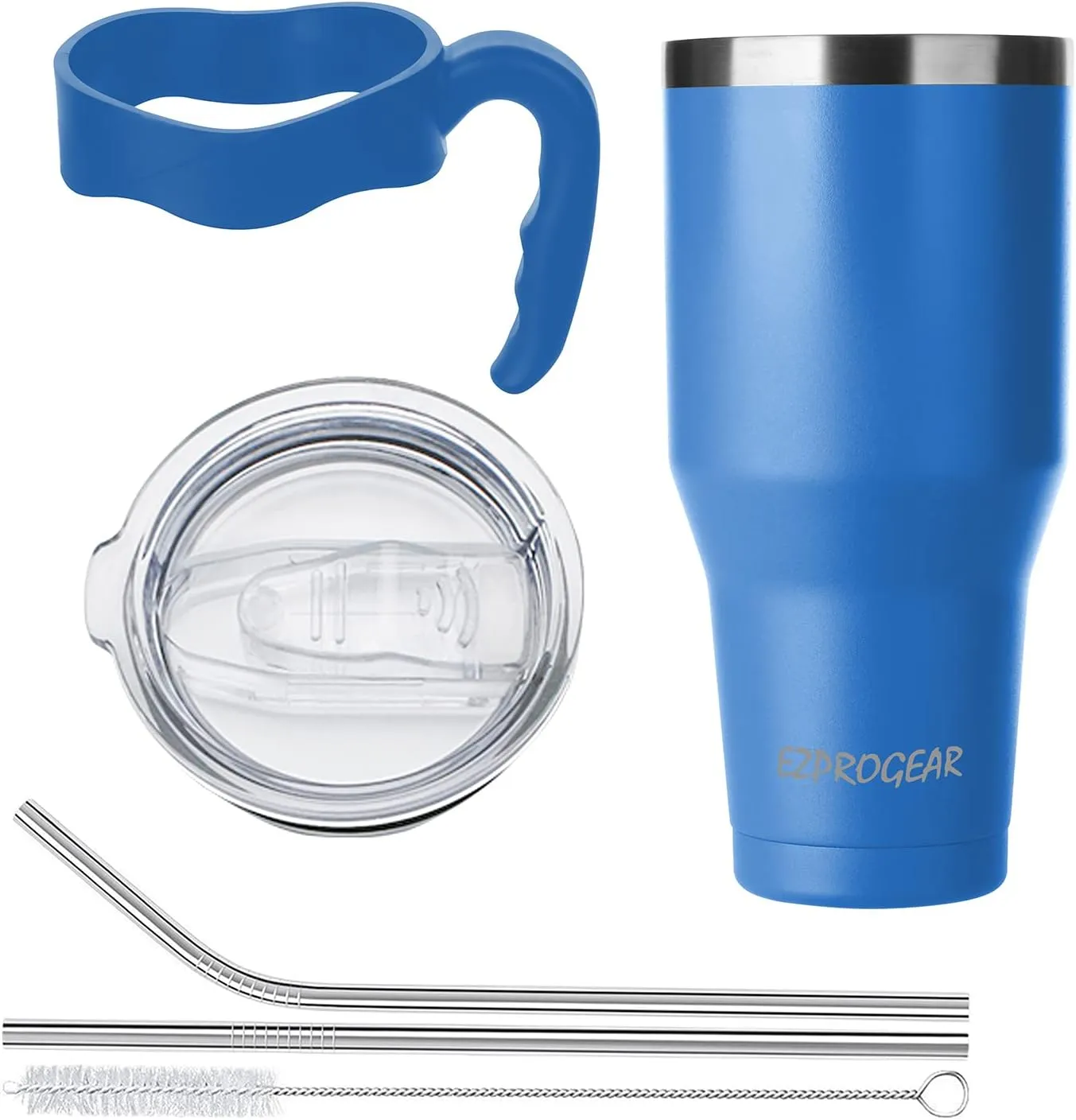 Ezprogear 40 oz Stainless Steel Tumbler Double Wall Insulated Coffee Mug with Tumbler Handle, Lid (Blue)