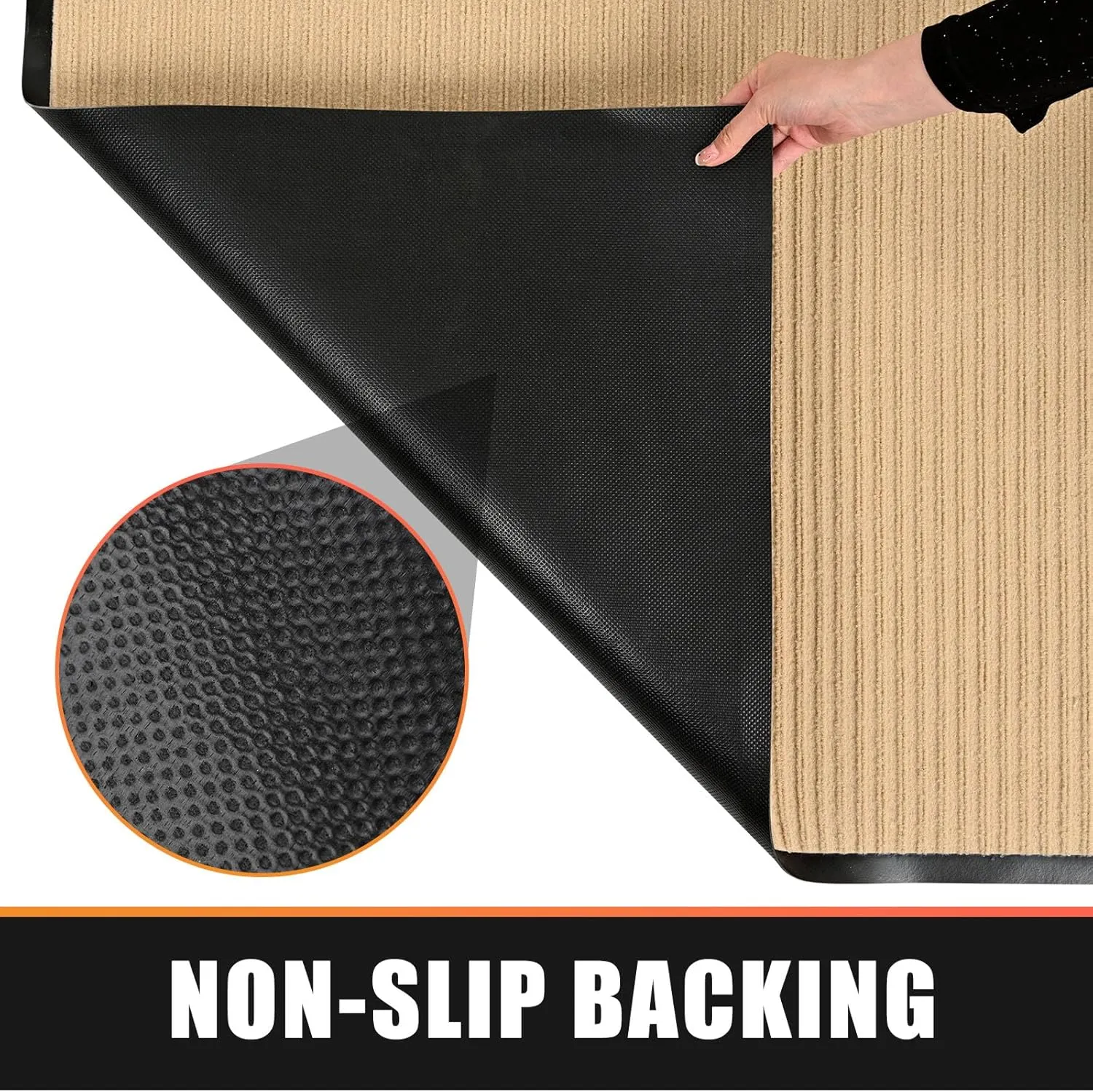 fani Heavy Duty Large Outdoor Indoor Entrance Black Doormat Waterproof Low Profile Entrance Rug Front Door Mat Patio Anti-Skid Rubber Back, 31x47 inch (Beige)