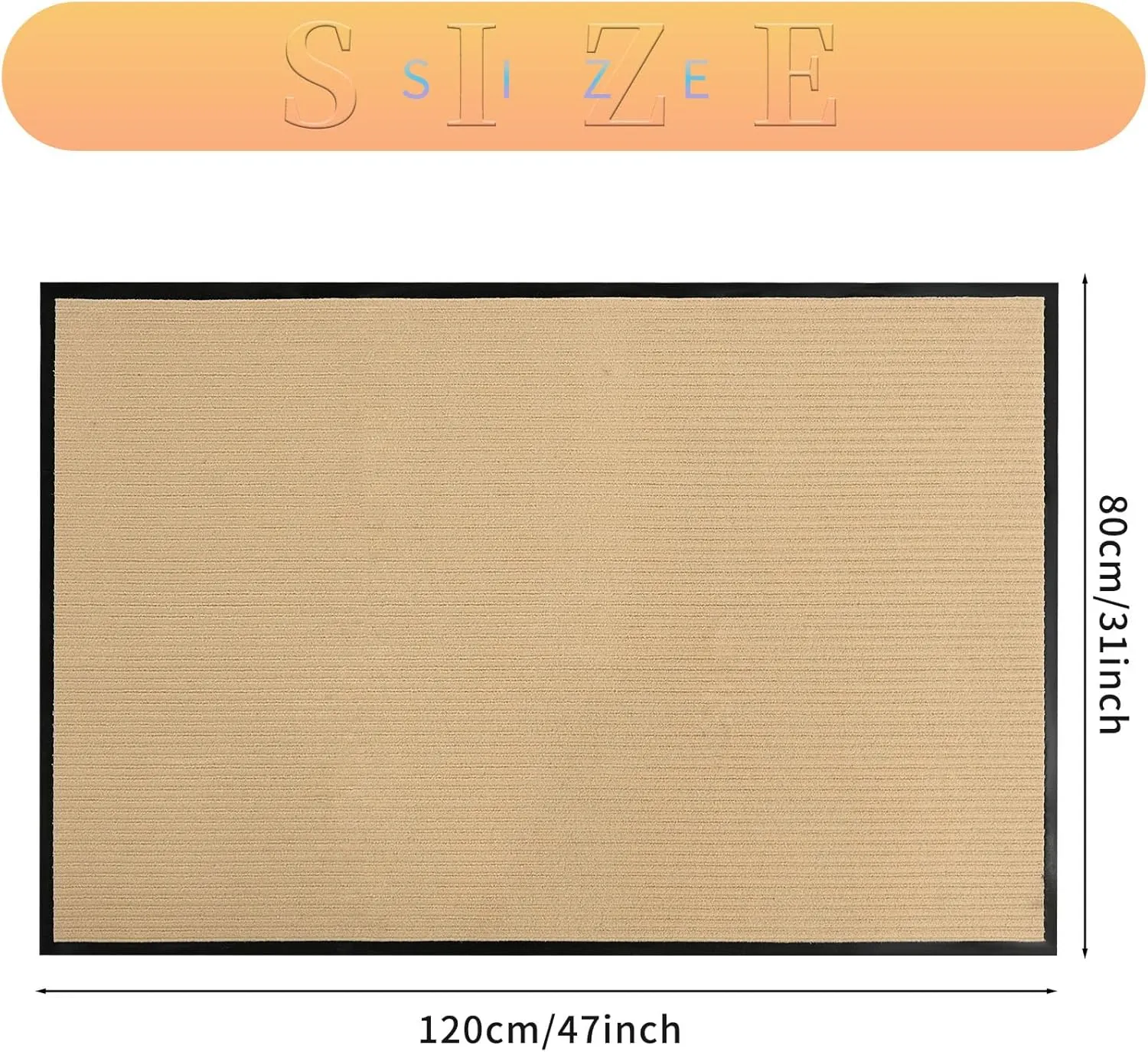 fani Heavy Duty Large Outdoor Indoor Entrance Black Doormat Waterproof Low Profile Entrance Rug Front Door Mat Patio Anti-Skid Rubber Back, 31x47 inch (Beige)