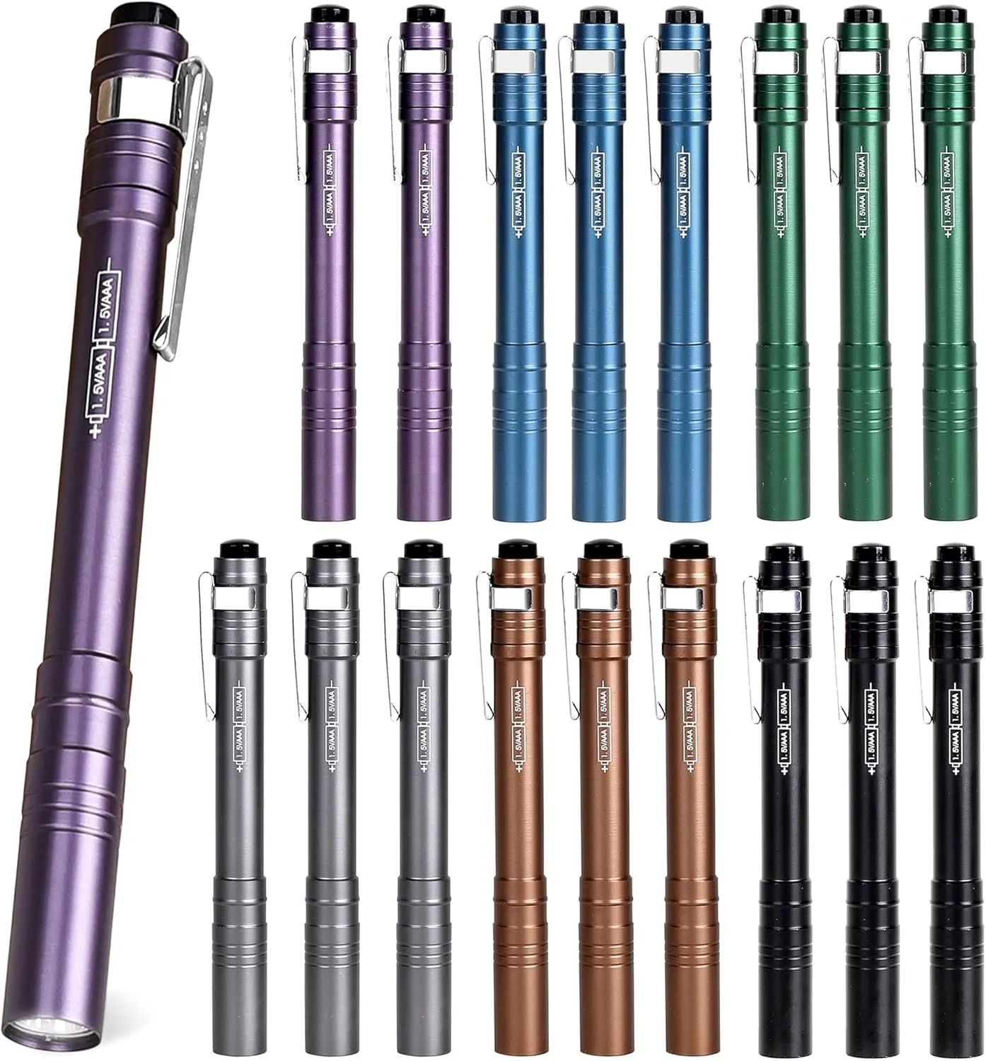 FASTPRO 18-Pack Pen Light, Aluminum LED Penlights with Batteries Included& Pre-Installed, Pocket Pen Flashlight for Inspections, Repairs, Camping and Emergencies