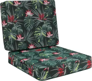Favoyard Deep Seat Patio Cushion 22 x 22 x 3 in Waterproof Seat & Back Cushion Set with Color Fade Resisitant Pattern, Portable Handle, Attach Straps, Zipper on Removable Cover for Outdoor Furniture