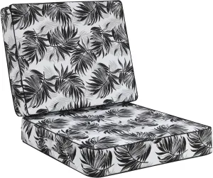 Favoyard Deep Seat Patio Cushion 22 x 22 x 3 in Waterproof Seat & Back Cushion Set with Color Fade Resisitant Pattern, Portable Handle, Attach Straps, Zipper on Removable Cover for Outdoor Furniture