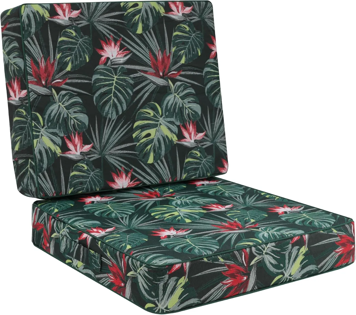 Favoyard Deep Seat Patio Cushion 22 x 22 x 3 in Waterproof Seat & Back Cushion Set with Color Fade Resisitant Pattern, Portable Handle, Attach Straps, Zipper on Removable Cover for Outdoor Furniture