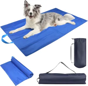 Fayoo Cooling Gel Mat for Dogs - 35.4x23.6 Inch Portable Pet Cooling Pad with Ice Silk Surface Bed for Indoor, Outdoor, Travel Includes Storage Bag (Blue)