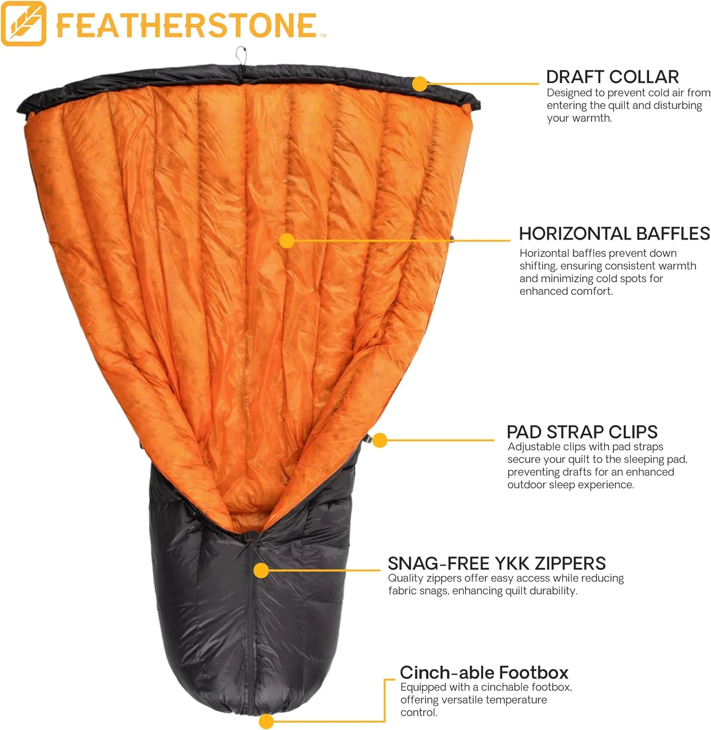 Featherstone Moondance 25 850 Fill Power Down Top Quilt Mummy Sleeping Bag Alternative for Ultralight Backpacking Camping and Thru-Hiking…