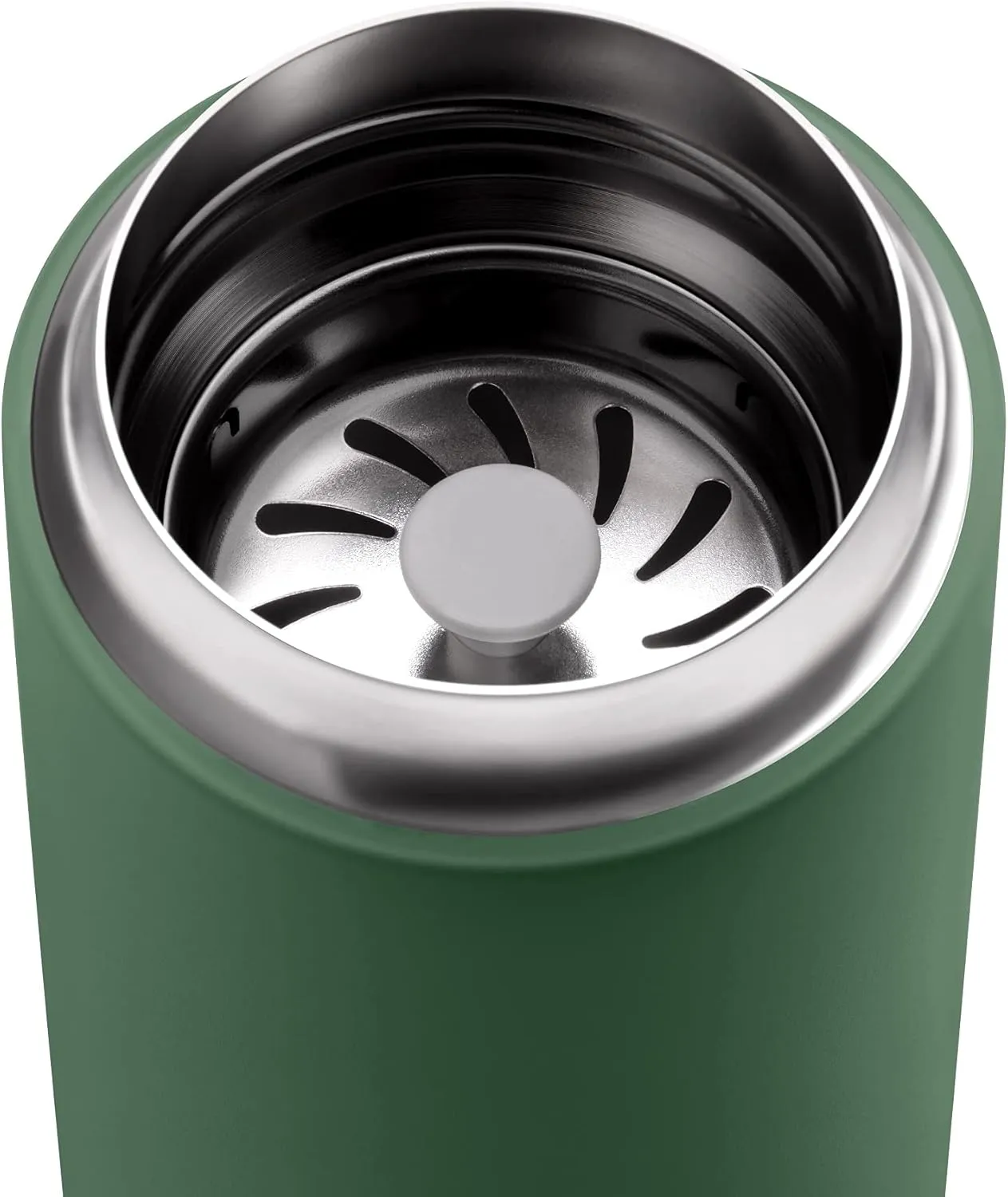 Fellow 16 oz Carter Move Travel Mug - Vacuum-Insulated Stainless Steel Travel Coffee Mug - Coffee Tumbler with Ceramic Interior and Splash Guard - Cargo Green