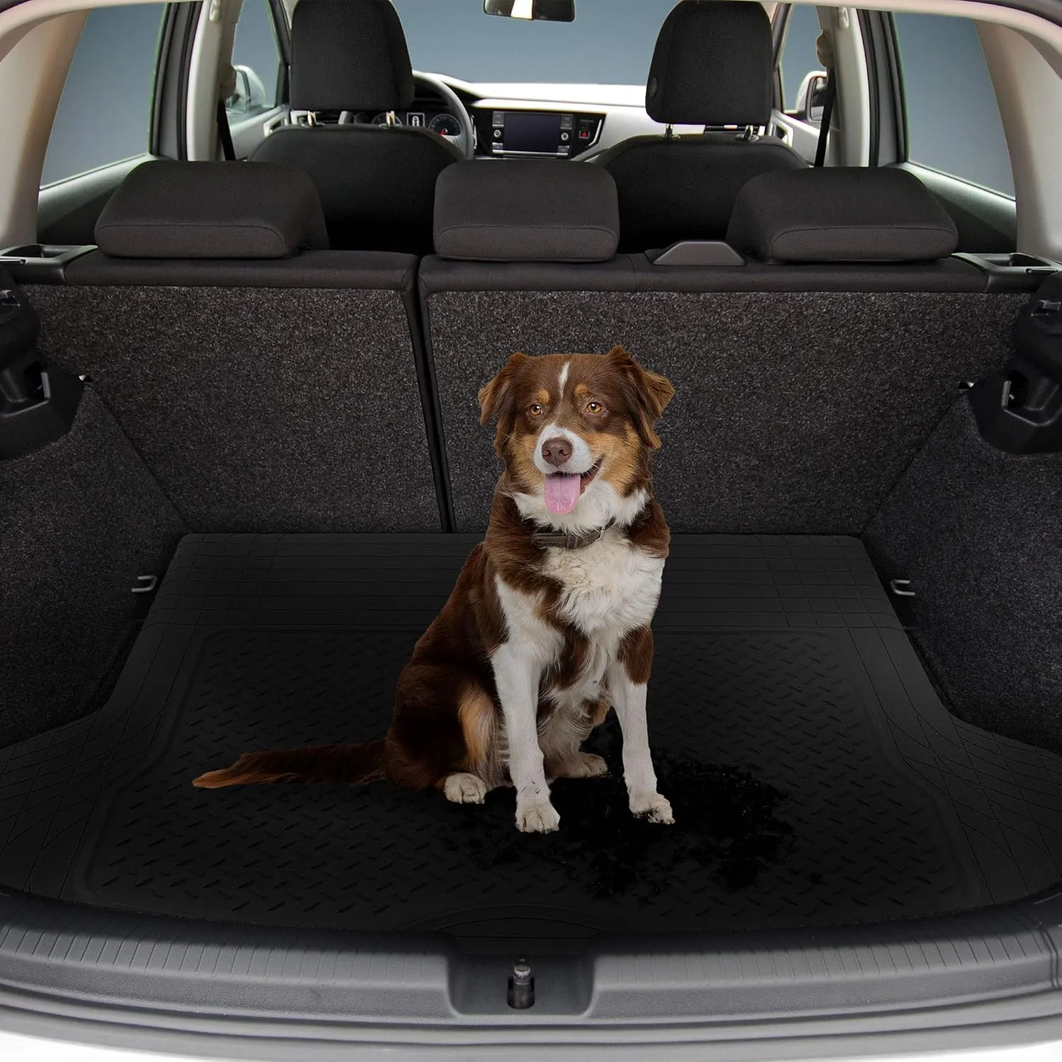 FH Group Climaproof™ Trimmable Non-Slip Vinyl Floor Mats Full Set - Universal Fit for Cars Trucks and SUVs (Black) F11306   F16400