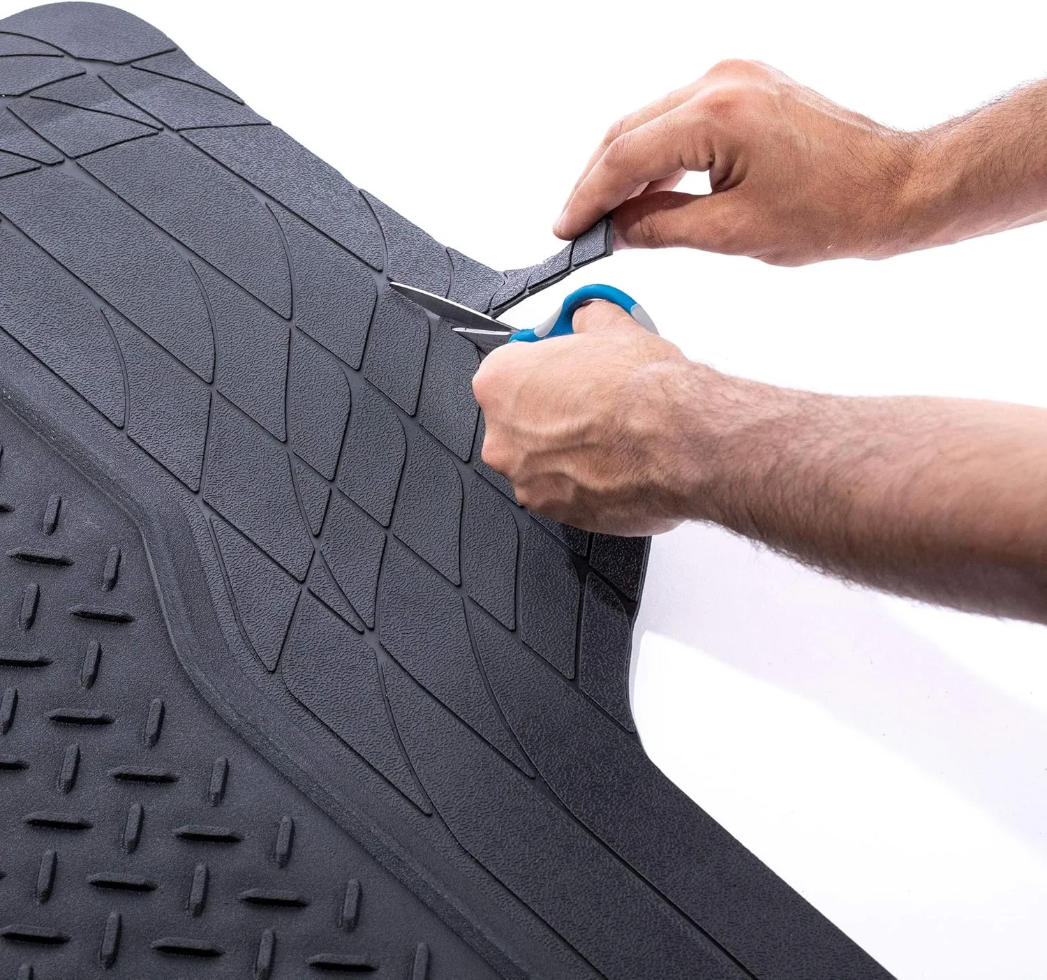 FH Group Climaproof™ Trimmable Non-Slip Vinyl Floor Mats Full Set - Universal Fit for Cars Trucks and SUVs (Black) F11306   F16400