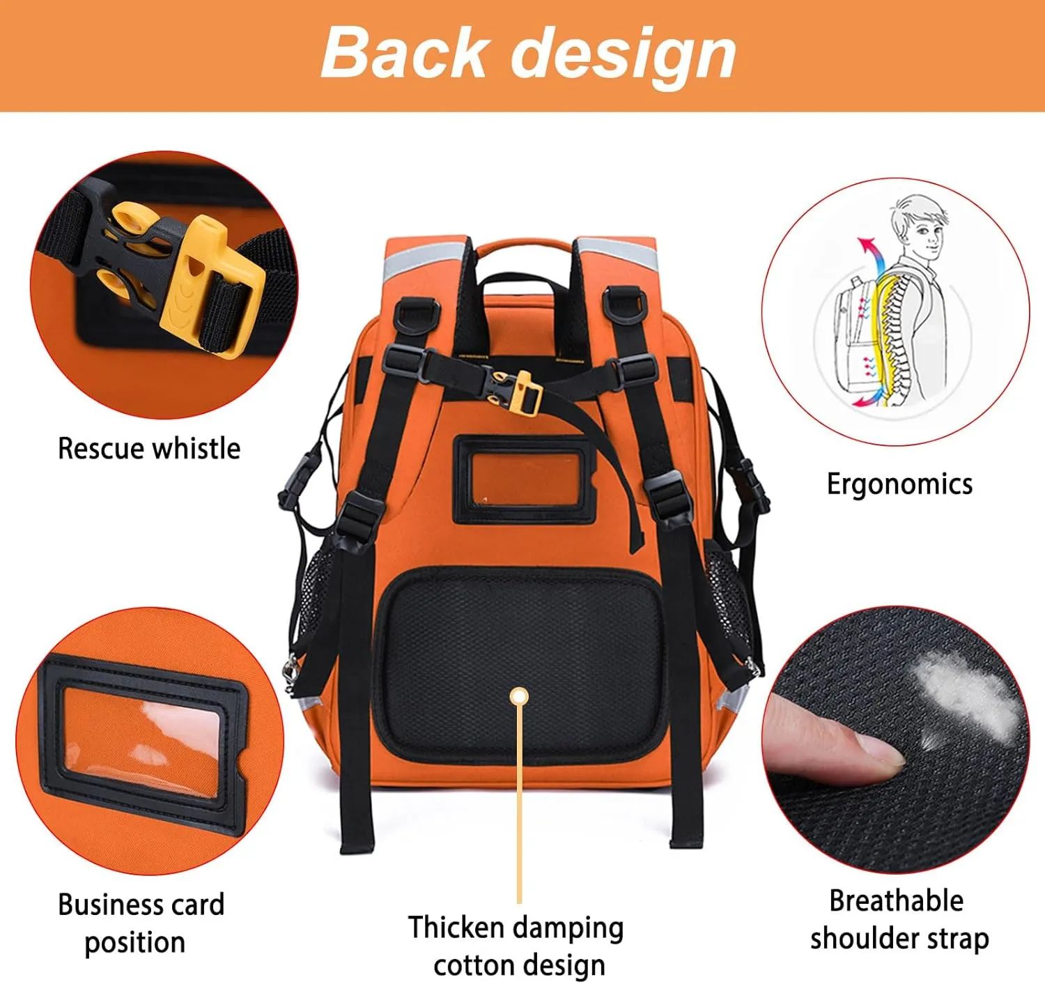 First Responder Bag Medical Backpack Empty,Trauma Backpack with Reflective,Medical Emergency Kits for Outdoor Travel Camping,Bag Only(Orange)