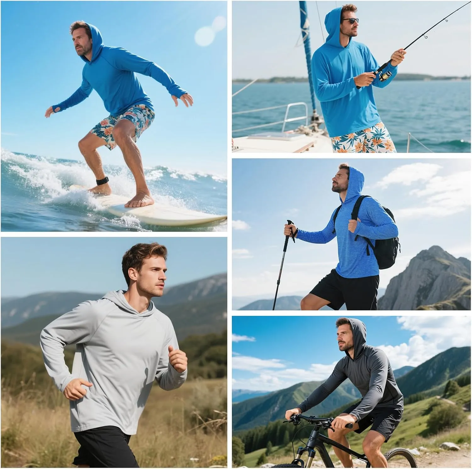Fishing Shirts for Men Long Sleeve: UPF 100  UV Sun Protection Hoodie - Swimming Hiking Outdoor Running Rash Guard