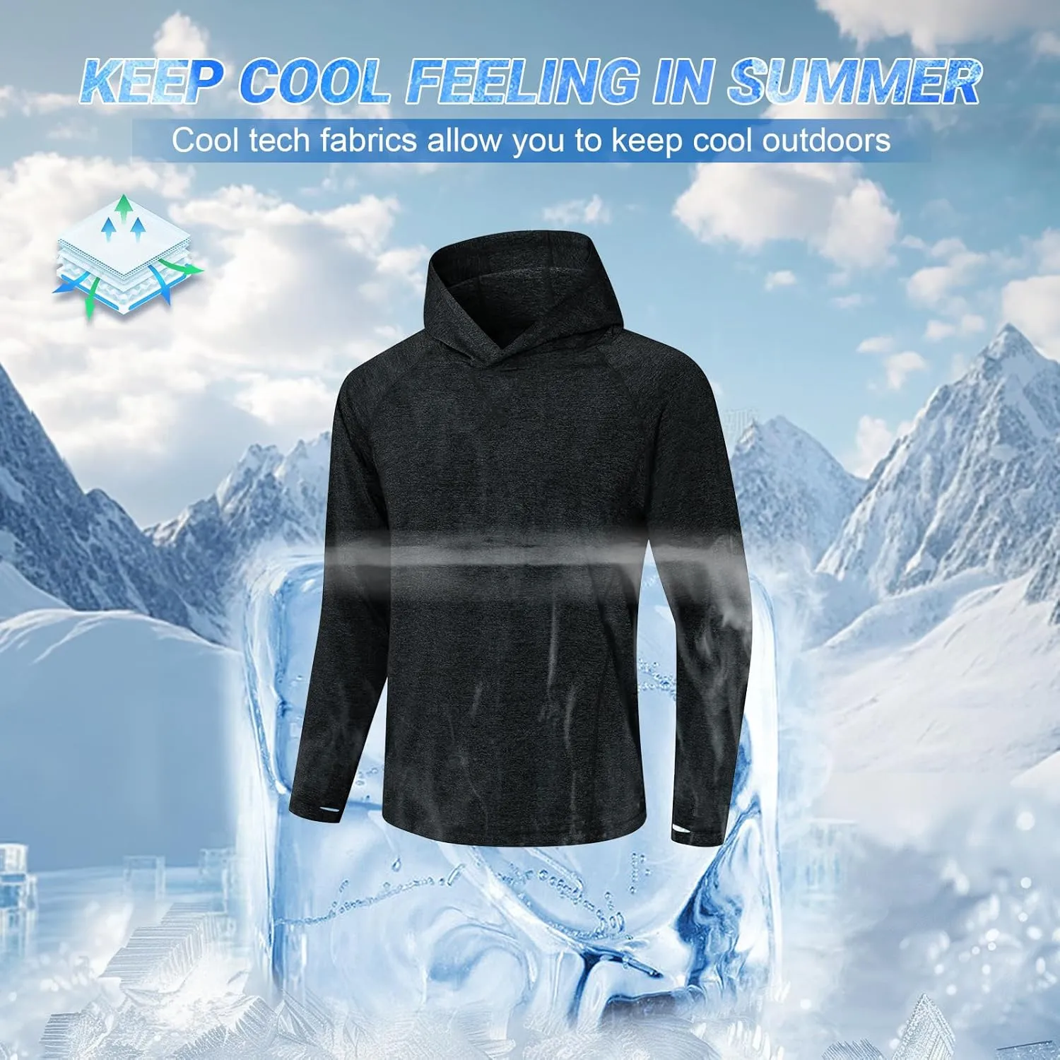 Fishing Shirts for Men Long Sleeve: UPF 100  UV Sun Protection Hoodie - Swimming Hiking Outdoor Running Rash Guard