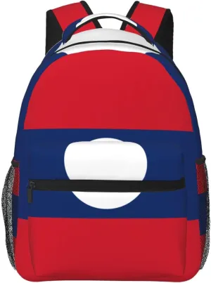 Flag of Laos Backpack, suitable for light travel, daily multi-purpose bag, suitable for commuting, cycling, work