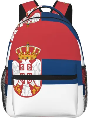 Flag of Serbia Backpack, suitable for light travel, daily multi-purpose bag, suitable for commuting, cycling, work