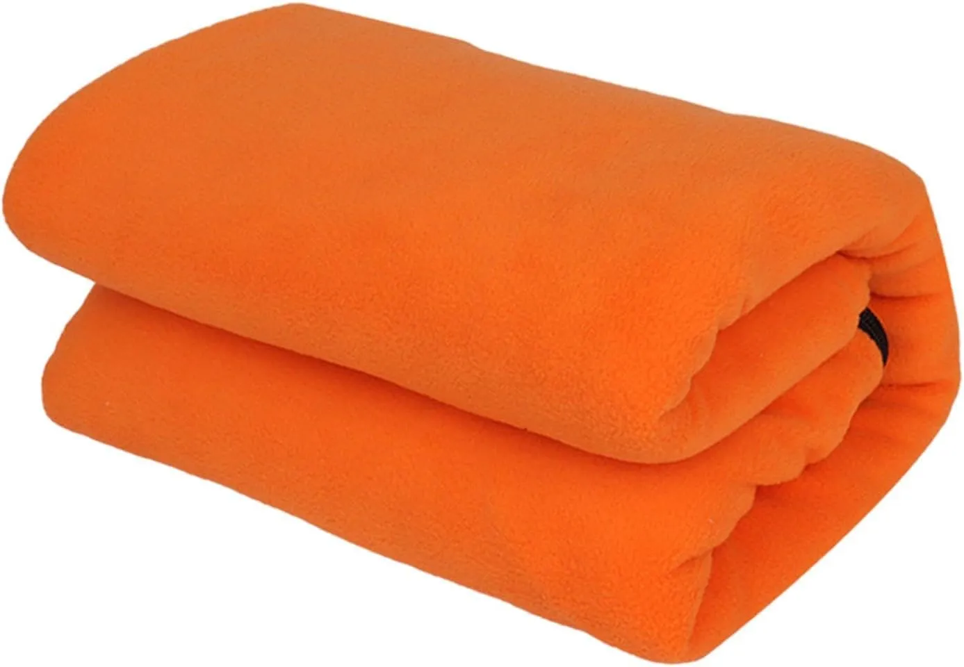 Fleece Sleeping Bag Liner Emergency Blanket Zippered Portable Camping Blanket Single Sleeping Bag for Fishing Backpacking, Orange