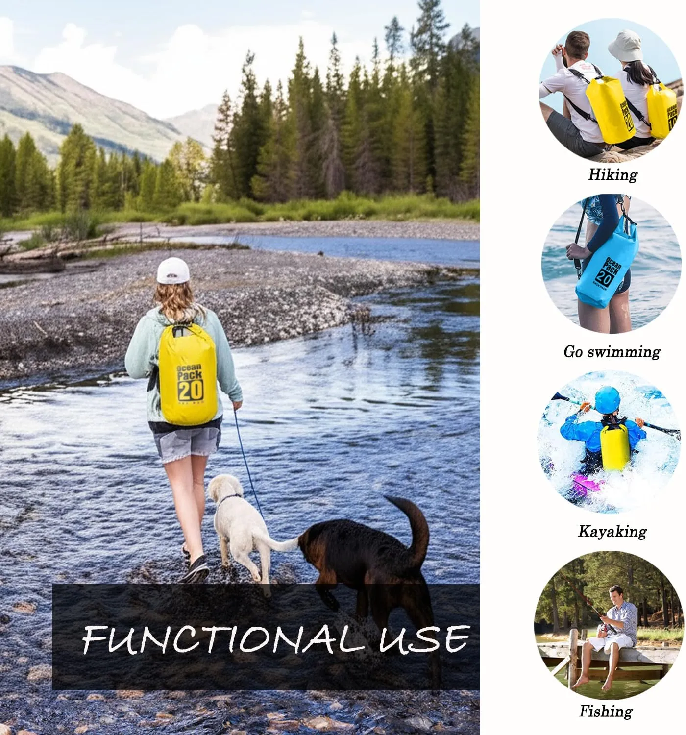 Floating Waterproof Dry Bag Backpack 5L/10L/20L, Roll Top Bag for Kayaking, Rafting, Boating, Swimming, Camping, Hiking, Beach, Fishing, Waterproof Beach Bag. (Blue, 30L)