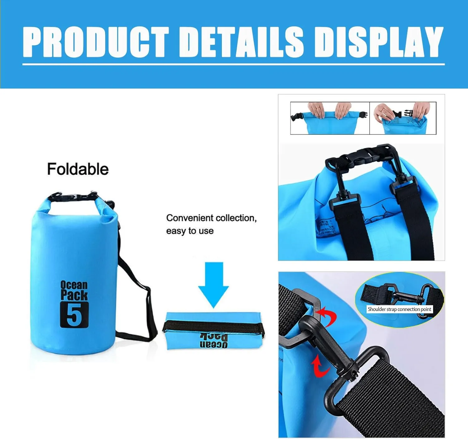 Floating Waterproof Dry Bag Backpack 5L/10L/20L, Roll Top Bag for Kayaking, Rafting, Boating, Swimming, Camping, Hiking, Beach, Fishing, Waterproof Beach Bag. (Blue, 30L)