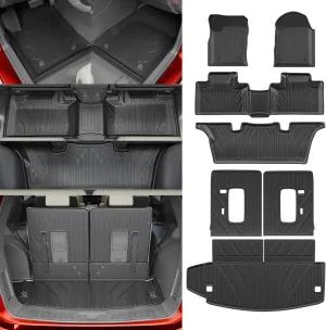Floor Mats Compatible with 2016-2024 2025 Dodge Durango 6-Seater Trunk Mat Cargo Liner All Weather Back Seat Cover 2024 Durango Accessories (Trunk Mat 3rd Row Backrest Mats Floor Mats)