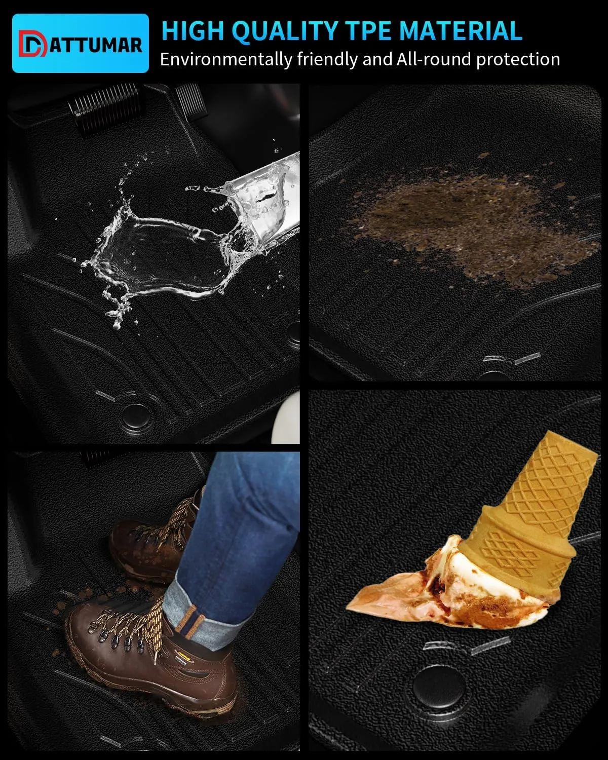 Floor Mats Compatible with 2016-2024 2025 Dodge Durango 6-Seater Trunk Mat Cargo Liner All Weather Back Seat Cover 2024 Durango Accessories (Trunk Mat 3rd Row Backrest Mats Floor Mats)