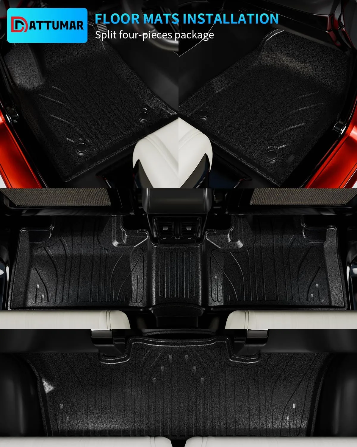 Floor Mats Compatible with 2016-2024 2025 Dodge Durango 6-Seater Trunk Mat Cargo Liner All Weather Back Seat Cover 2024 Durango Accessories (Trunk Mat 3rd Row Backrest Mats Floor Mats)
