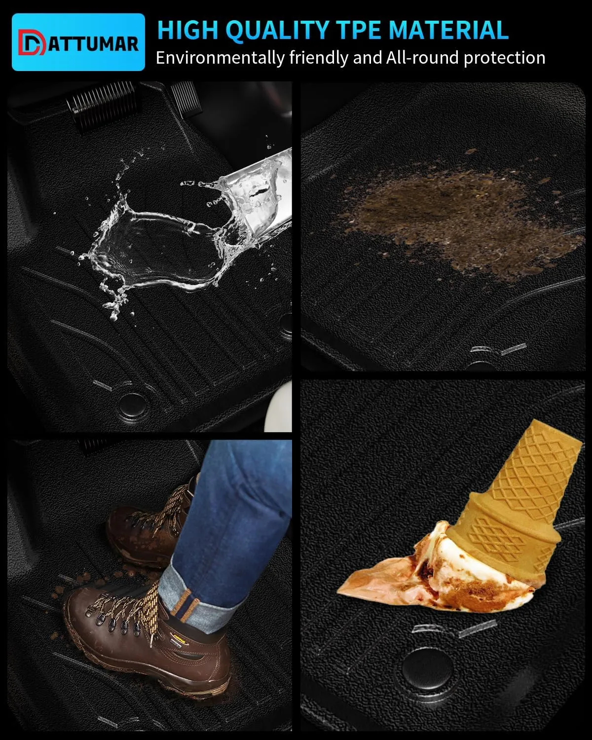 Floor Mats Compatible with 2016-2024 2025 Dodge Durango 7-Seater Trunk Mat Cargo Liner All Weather Back Seat Cover 2024 Durango Accessories (Trunk Mat 3rd Row Backrest Mats Floor Mats)