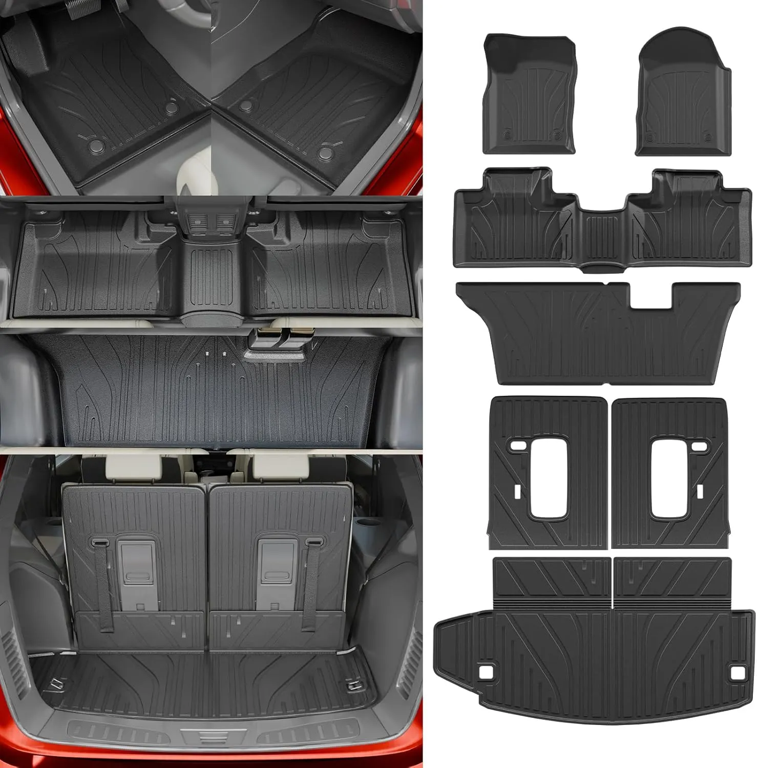 Floor Mats Compatible with 2016-2024 2025 Dodge Durango 7-Seater Trunk Mat Cargo Liner All Weather Back Seat Cover 2024 Durango Accessories (Trunk Mat 3rd Row Backrest Mats Floor Mats)